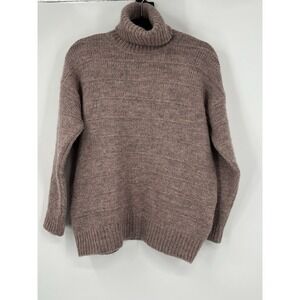 Celtic & Co Women's Small Pink Turtleneck Ribbed Sweater British Wool Oversized